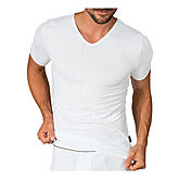 Comazo | Shirt mit 1/4 Arm und V-Ausschnitt |  Elastische Baumwolle | Wei