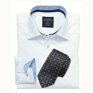 Business Hemd Farbe wei mit passender Seiden-Krawatte