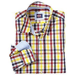 Button Down Hemd Bgelfrei Baumwolle | Farbe gelb rot