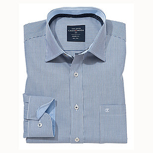 Casa Moda | Bgelfreies Business Hemd | Kent Kragen | Wei blaue Streifen