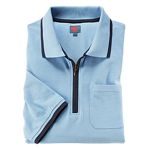 Kimmich | Elastisches Polohemd Piqu mit Zipper | Farbe azur