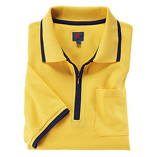 Kimmich | Elastisches Polohemd Piqu mit Zipper | Farbe gelb