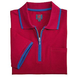 Kimmich | Elastisches Polohemd Piqu mit Zipper | Farbe rot