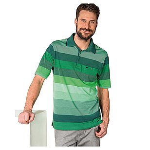 Klassisches Polohemd | Farbe grn | Blockstreifen