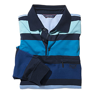 Langarm-Polohemd | Bgelfrei + trockner-geeignet | Farbe marine-aqua-royal