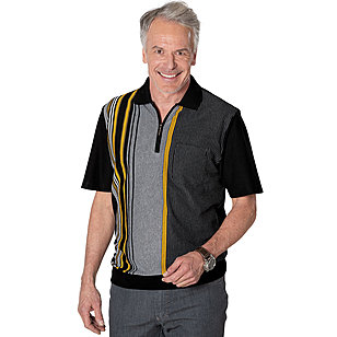 Navigazione | Polohemd mit Zipper und elastischem Bund | Bgelfrei und pflegeleicht | Grau