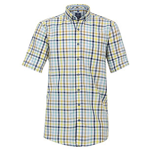Redmond | Halbarm-Hemd | Button-Down-Kragen | Oxford-Karo | Blau Gelb
