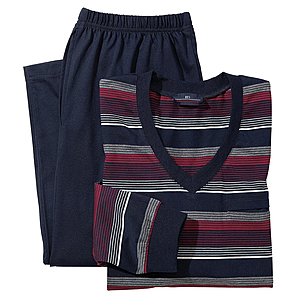 Schlafanzug V-Ausschnitt, bgelfrei | Farbe blau