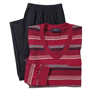 Schlafanzug V-Ausschnitt, bgelfrei | Farbe schwarz rot