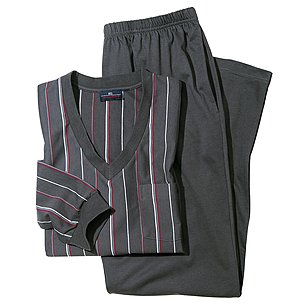 Schlafanzug V-Ausschnitt, bgelfrei | Farbe grau