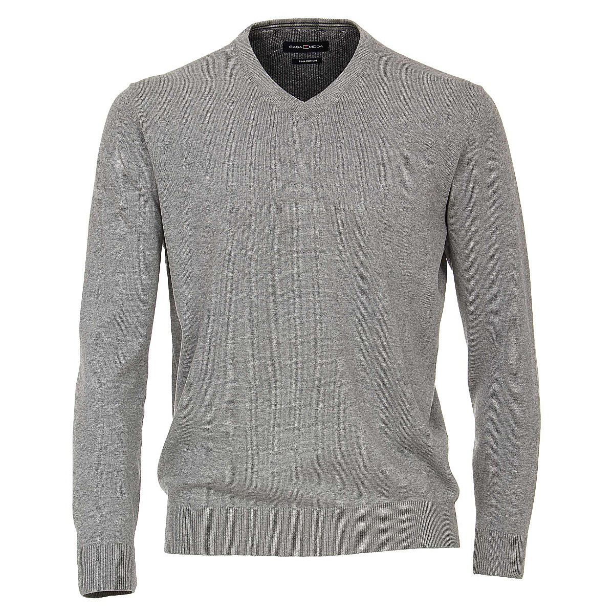 Casa Moda | Baumwoll-Pullover | V-Ausschnitt | Pima Cotton Farbe silber | Größenspezialist Männermode