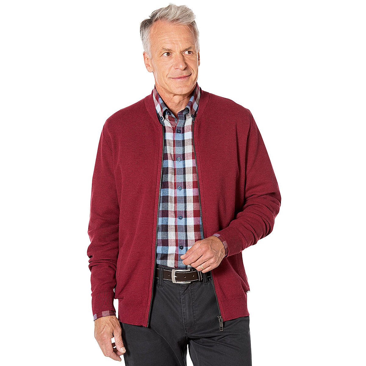 Cardigan Herren CASAMODA Strickjacke CASAMODA Strickjacke Uni, Stehkragen Herren Grün