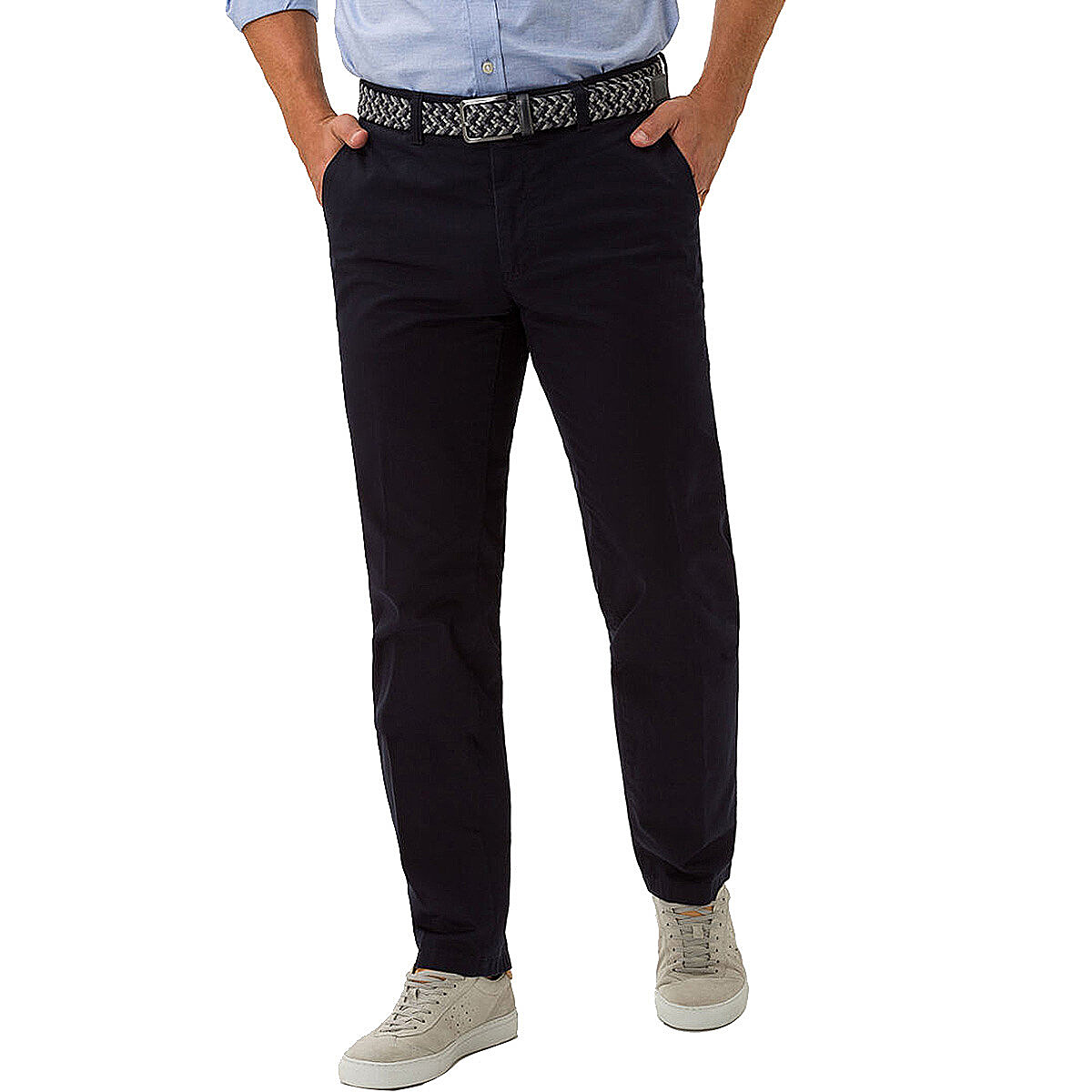 Eurex bei Brax | Flat-Front-Chino (Hose ohne Bundfalten) | Pima Cotton |  Kurzleib Modell | Marine | Größenspezialist Männermode