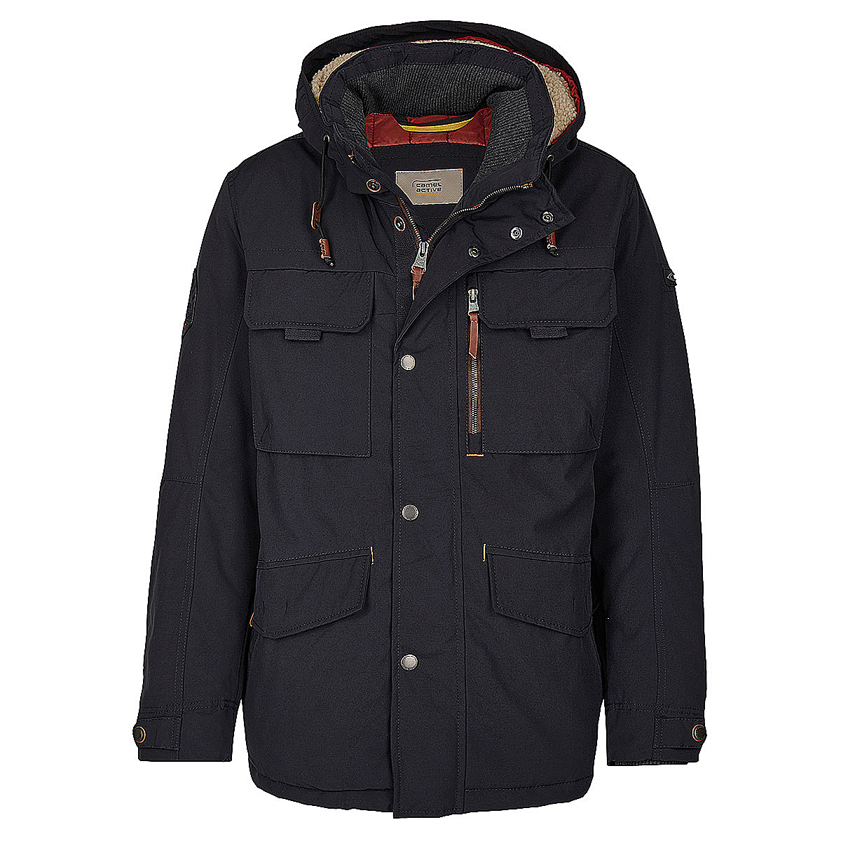 Camel active Warme Winterjacke Kapuze mit Teddyfutter Dunkelblau