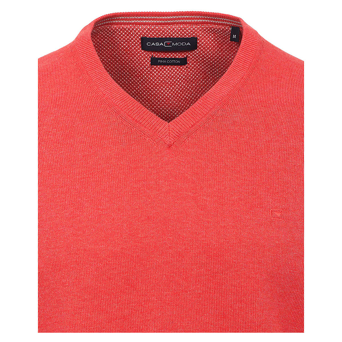 Casa Moda Baumwoll Pullover V Ausschnitt Pima Cotton Farbe Hummer Grossenspezialist Mannermode