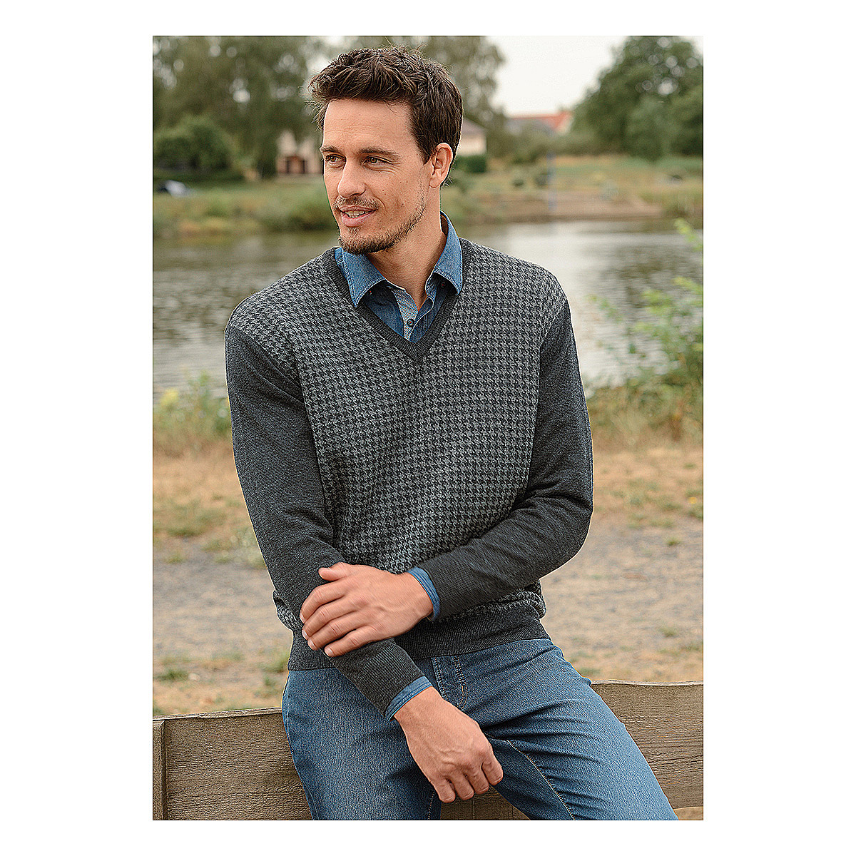 Hahnentritt pullover clearance