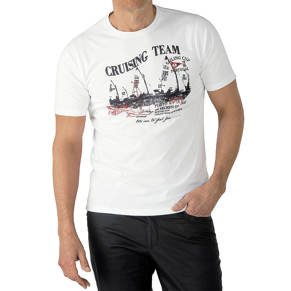 T Shirt im Club Stil Farbe weiB GroBenspezialist Mannermode