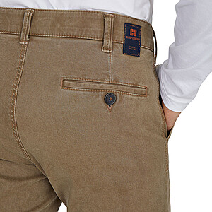 Club of Comfort | Chinos Flat Front | Baumwoll-Gabardine | Dunkelbeige