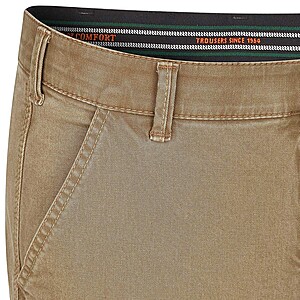 Club of Comfort | Chinos Flat Front | Baumwoll-Gabardine | Dunkelbeige