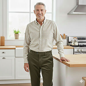 Club of Comfort | Elegante Flat-Front-Hose in Luxury-Cord | Oliv