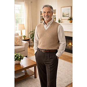 B�gelfreie pflegeleichte Allround Hose | Dehnbund mit elastischem G�rtel | Farbe braun