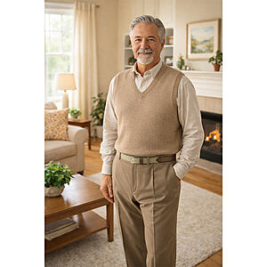 B�gelfreie pflegeleichte Allround Hose | Dehnbund mit elastischem G�rtel | Farbe beige