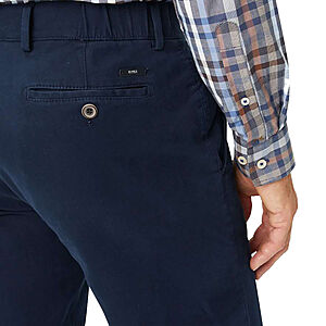 Eurex | Flat-Front-Hose mit Bestformer Bund | Baumwollhose | Kurze Leibhhe | Marine