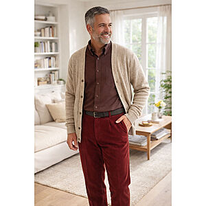 Flynn | Cordhose mit NanoCare Fleckschutz | Mit kurzer Leibh�he (Tiefbund) | Burgund
