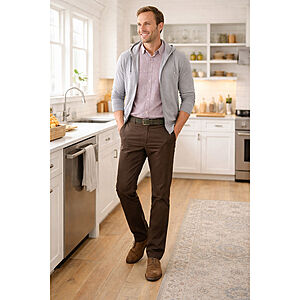 m.e.n.s. | B�gelfreie Freizeithose Pima Baumwolle | Dunkelbraun