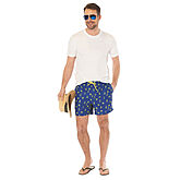 Bermuda Shorts | Blau Gelb gemustert