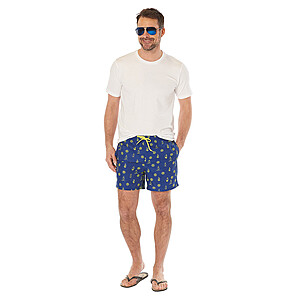 Bermuda Shorts | Blau Gelb gemustert