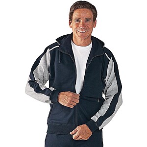 Sportliche Freizeit-Jacke mit Kapuze | Dunkelblau / hellgrau