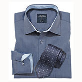 Business Hemd blau mit passender Seiden-Krawatte