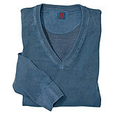 Baumwoll Pullover V-Ausschnitt | Farbe jeansblau