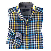 Casa Moda | Aktuelles Freizeithemd | Button-down-Kragen + Brusttasche | Baumwolle | Blau Gelb Karo