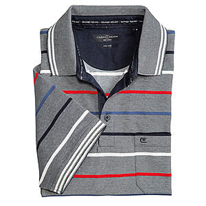 Casa Moda | Bgelfreies Polo-Hemd gestreift | Farbe grau-rot