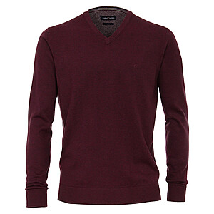   Casa Moda | Baumwoll-Pullover | V-Ausschnitt | Pima Cotton | Farbe burgund