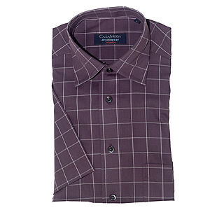 Casa Moda | City Hemd Halbarm bgelfrei | Aubergine Karo