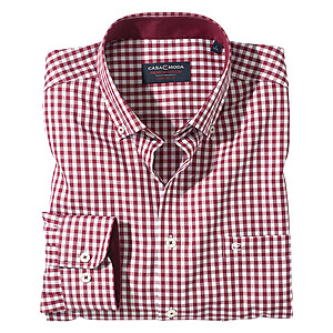 Casa Moda | City-Hemd bgelfrei | Button-down Kragen | Rot-Karo