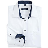 Casa Moda | City Hemd bügelfrei | Kent-Kragen | Weiß mit blauem Besatz