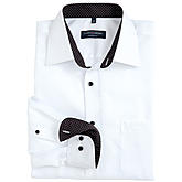 Casa Moda | City Hemd bügelfrei | Kent-Kragen | Weiß mit schwarzem Besatz