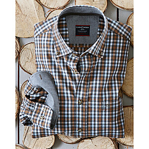  Casa Moda | Freizeithemd | Button down Kragen | Farbe jeans camel kariert