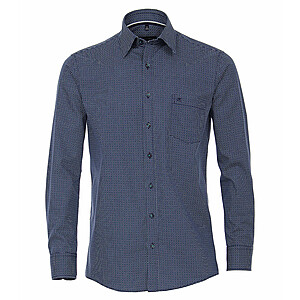 Casa Moda | Langarm-Hemd | Kent-Kragen | Baumwolle-Twill | Minimaldruck | Blau