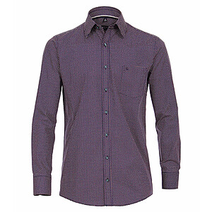   Casa Moda | Langarm-Hemd | Kent-Kragen | Baumwolle-Twill | Minimaldruck | Rot