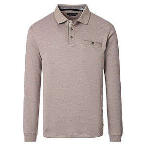 Casa Moda | Langarm Polohemd mit Brusttasche, pflegeleicht | Farbe beige