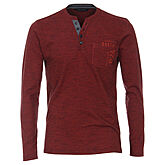 Casa Moda | Langarm T-Shirt | Henley-Kragen | Baumwolle | Rot