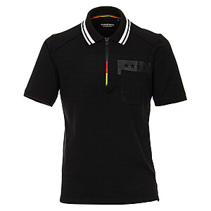 Casa Moda | Polo Pique Fan-Shirt | Mit Zipper + Rcken-Nummer | Farbe schwarz