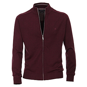 Casa Moda | Strickjacke | Cardigan mit Reiverschluss | Reine Baumwolle, mit Zipper | Farbe Burgund