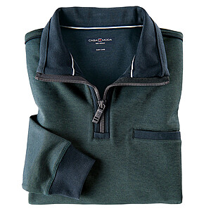 Casa Moda | Sweat Troyer | Baumwolle, mit Brusttasche | Moosgrn