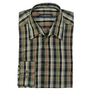CasaModa |&nbsp;Allround Hemd | Langarm | Vario-Kragen | Oliv Karo